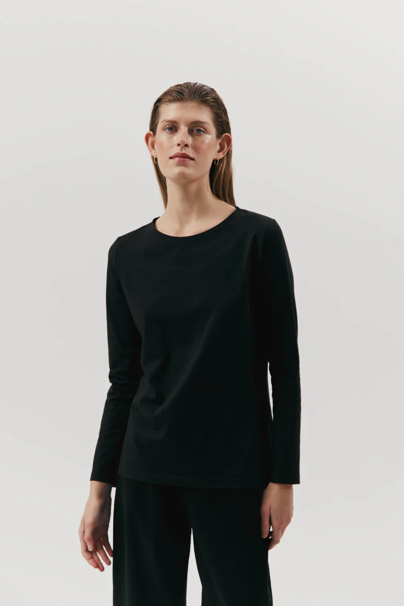 Longsleeve typu basic czarny