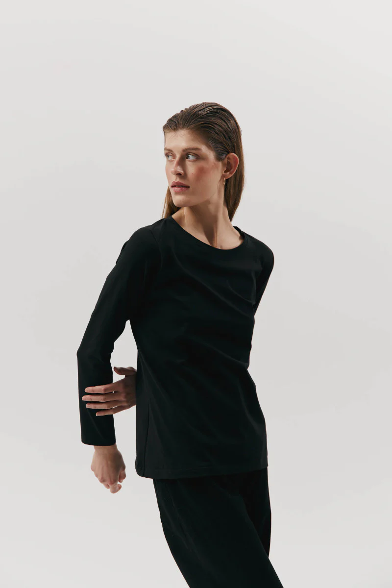 Longsleeve typu basic czarny - Image 2